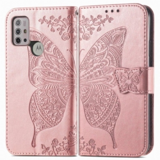 Læder Cover Moto G30 / G10 Halv Sommerfugl
