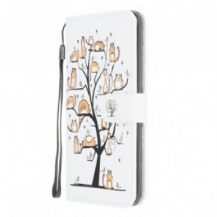 Læder Cover Moto G30 / G10 Med Snor Funky Cats Med Rem