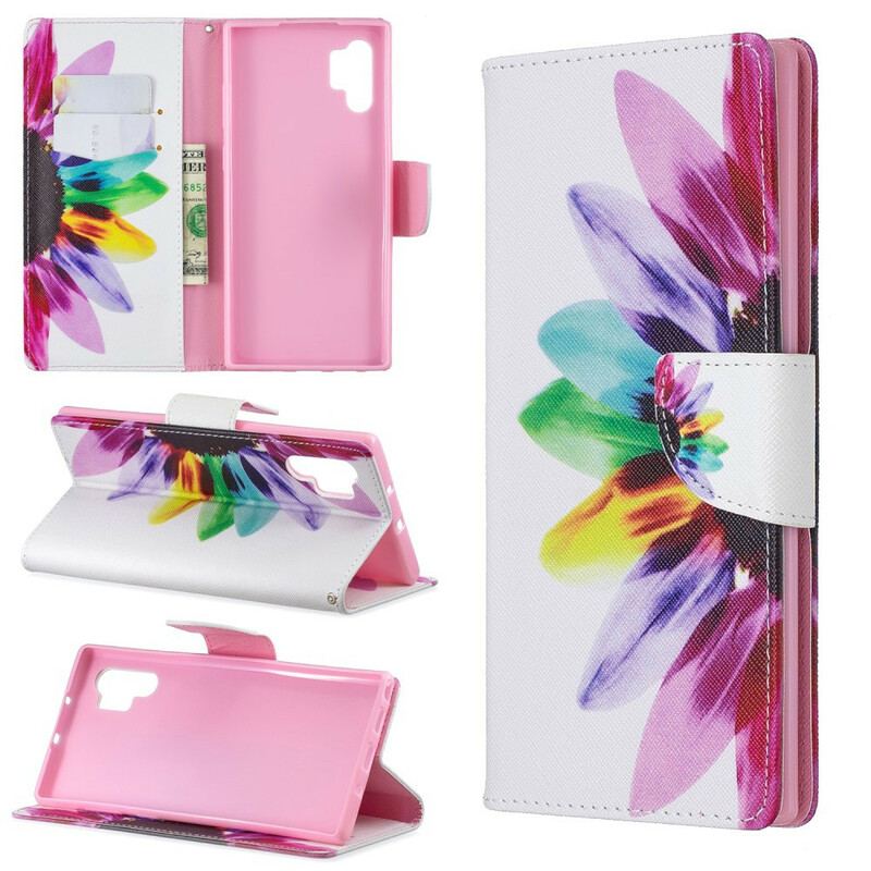 Flip Cover Samsung Galaxy Note 10 Plus Akvarel Blomst
