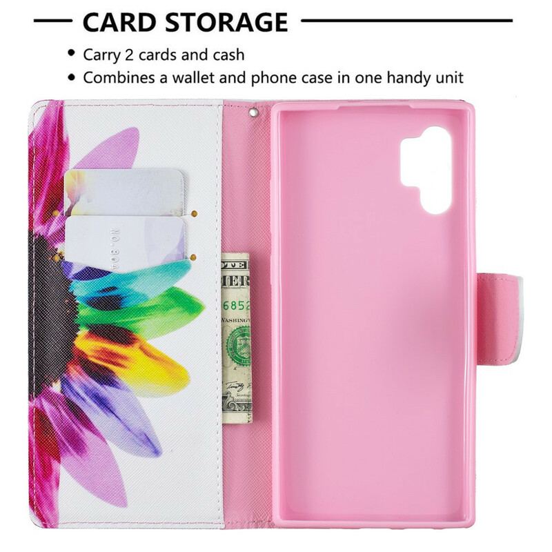 Flip Cover Samsung Galaxy Note 10 Plus Akvarel Blomst