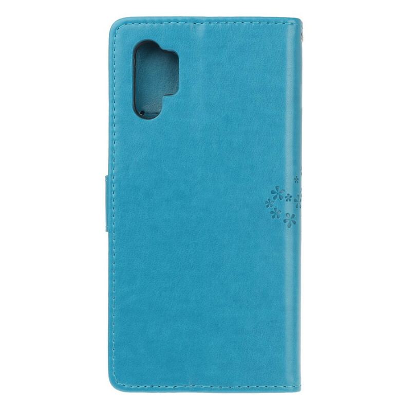 Flip Cover Samsung Galaxy Note 10 Plus Med Snor Thong Træ Og Ugler