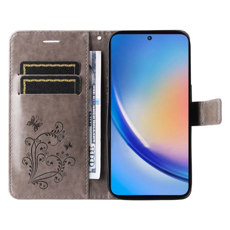Flip Cover Samsung Galaxy A55 5g Kæmpesommerfugle Med Rem