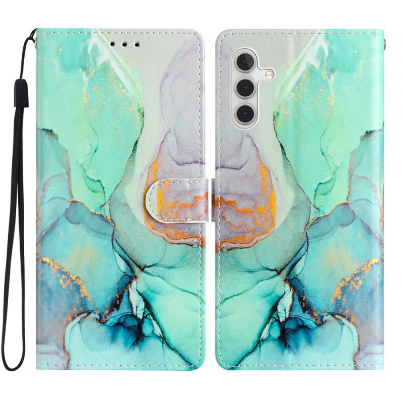 Læder Cover Samsung Galaxy A55 5g Grøn Marmor Med Rem
