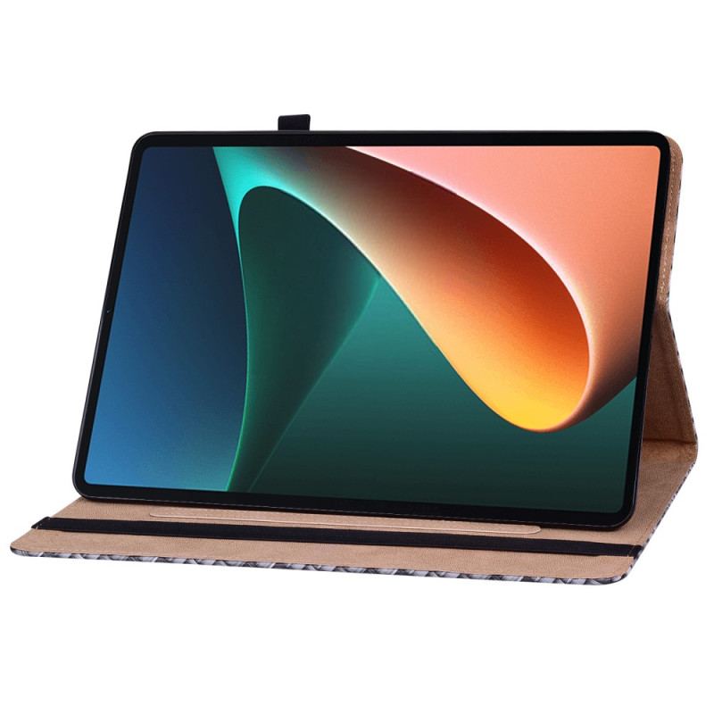 Etui Xiaomi Pad 5 Imiteret Læder Farvet Vævemønster