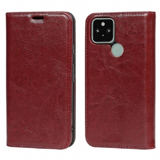 Cover Google Pixel 5 Flip Cover Ægte Læder