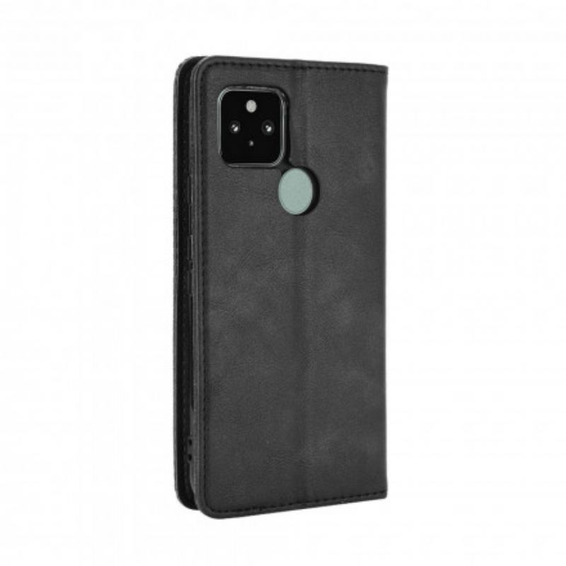Cover Google Pixel 5 Flip Cover Stiliseret Vintage Lædereffekt