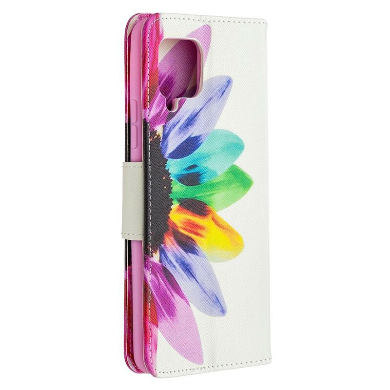 Flip Cover Samsung Galaxy A42 5G Akvarel Blomst