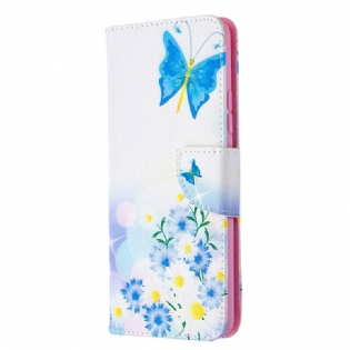 Flip Cover Samsung Galaxy A42 5G Malede Sommerfugle Og Blomster