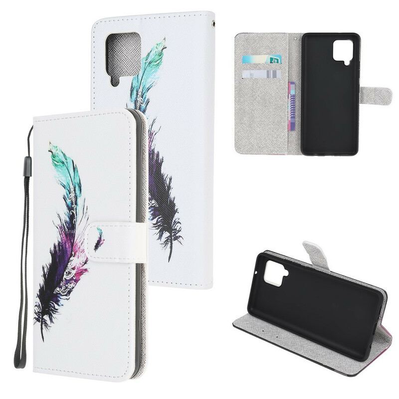 Flip Cover Samsung Galaxy A42 5G Med Snor Fjer Med Snor