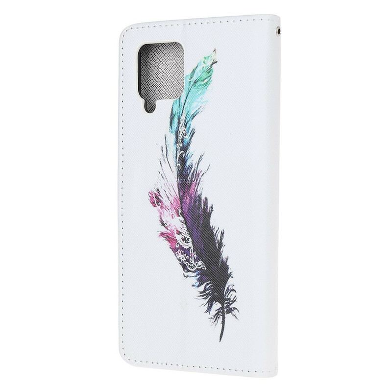 Flip Cover Samsung Galaxy A42 5G Med Snor Fjer Med Snor