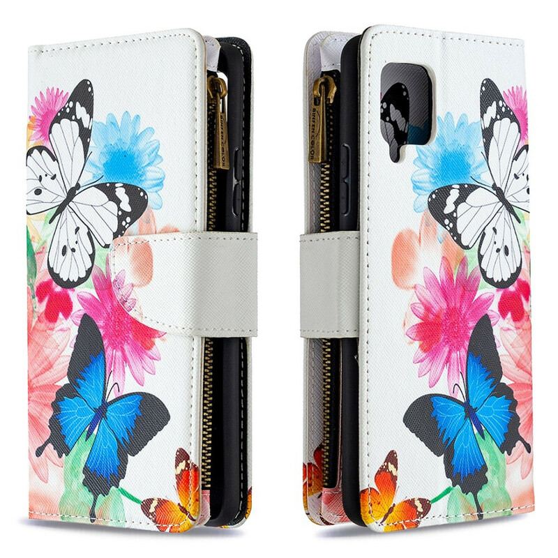 Flip Cover Samsung Galaxy A42 5G Sommerfugle Lynlåslomme