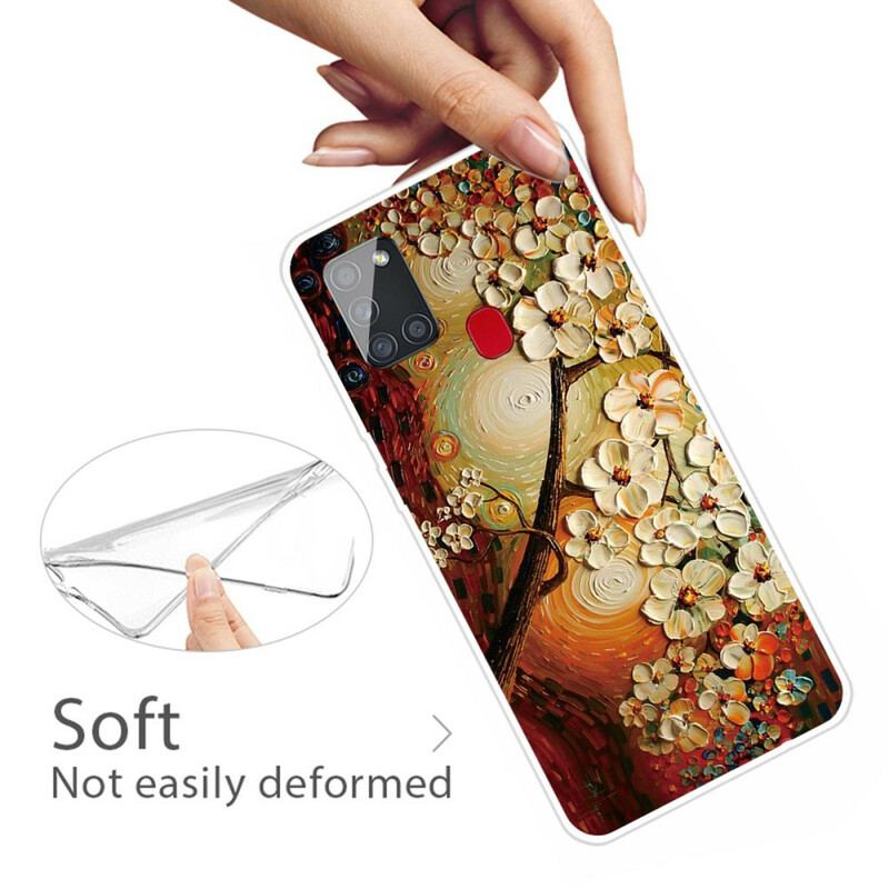 Cover Samsung Galaxy A21s Fleksible Blomster