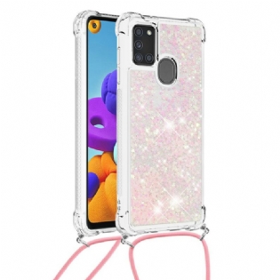 Cover Samsung Galaxy A21s Pailletter Med Snøre