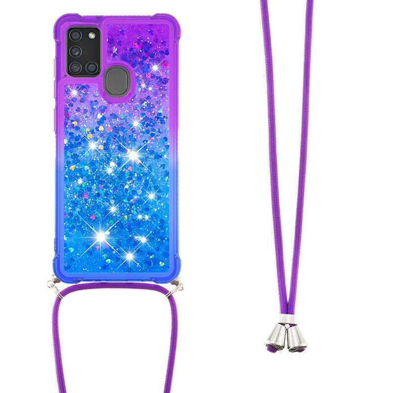 Cover Samsung Galaxy A21s Silikone Pailletter Og Snor