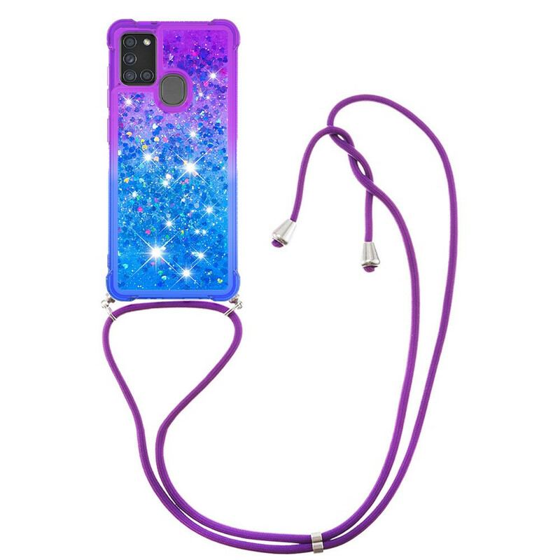 Cover Samsung Galaxy A21s Silikone Pailletter Og Snor