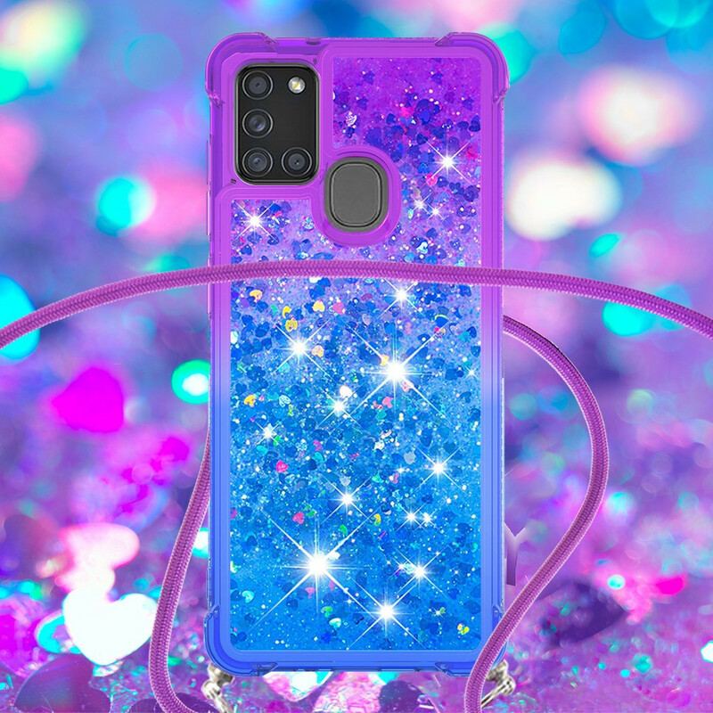 Cover Samsung Galaxy A21s Silikone Pailletter Og Snor