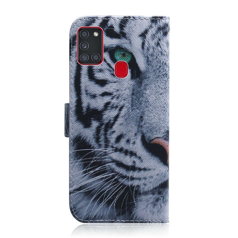 Flip Cover Samsung Galaxy A21s Tiger Ansigt