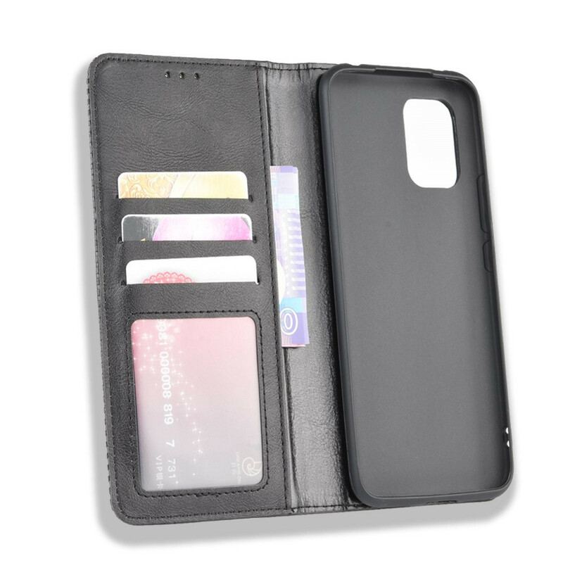 Cover Xiaomi Mi 10 Lite Flip Cover Stiliseret Vintage Lædereffekt