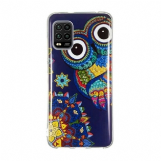 Mobilcover Xiaomi Mi 10 Lite Fluorescerende Ugle Mandala