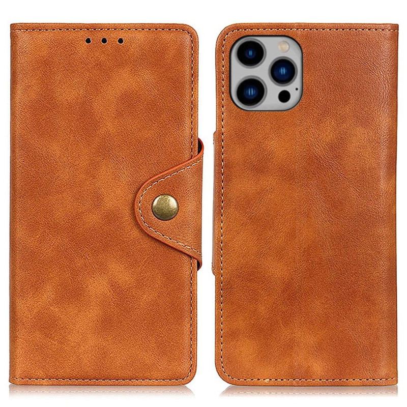 Flip Cover iPhone 14 Plus Imiteret Læder Knap
