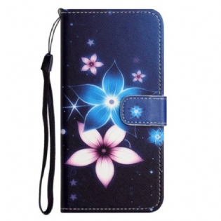 Flip Cover iPhone 14 Plus Med Snor Lunar Strap Blomster