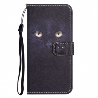 Flip Cover iPhone 14 Plus Med Snor Sort Kat Med Rem