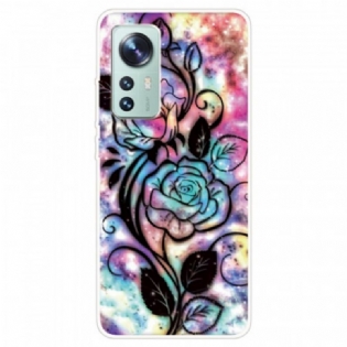 Cover Xiaomi 12 / 12X Silikone Blomstergrafik