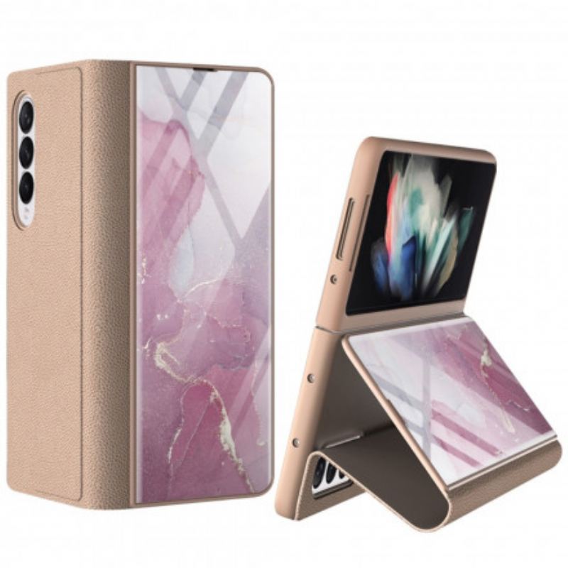 Cover Samsung Galaxy Z Fold 3 5G Flip Cover Gkk Marmor Hærdet Glas