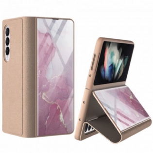Cover Samsung Galaxy Z Fold 3 5G Flip Cover Gkk Marmor Hærdet Glas