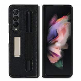 Cover Samsung Galaxy Z Fold 3 5G Litchi Læder Stativ