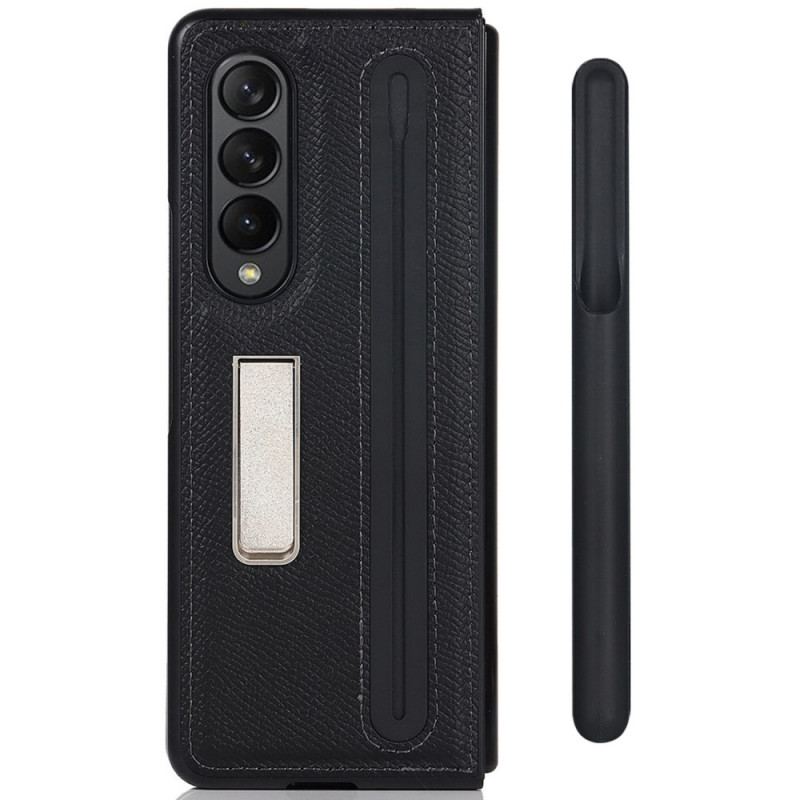 Cover Samsung Galaxy Z Fold 3 5G Stativ Og Stylusholder I Ægte Læder