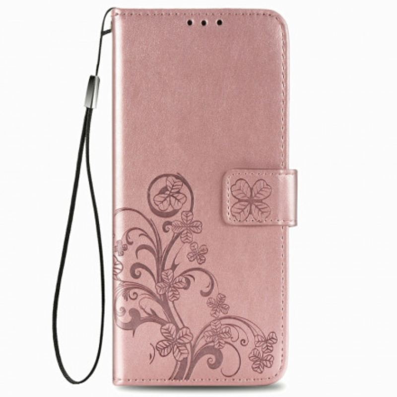 Læder Cover Samsung Galaxy Z Fold 3 5G Blomsterdesign Med Snor