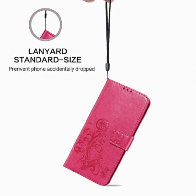 Læder Cover Samsung Galaxy Z Fold 3 5G Blomsterdesign Med Snor