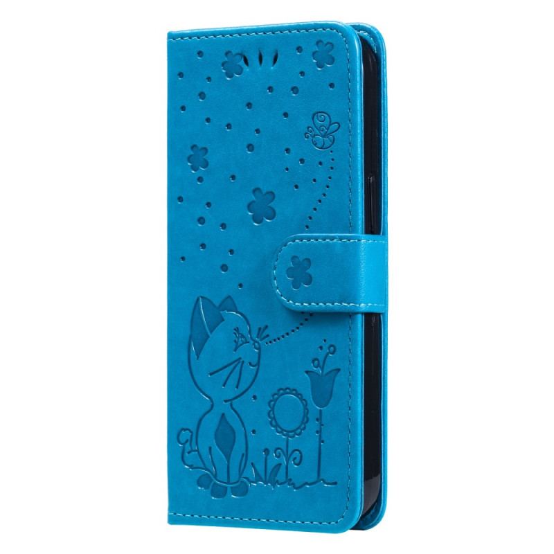 Læder Cover Xiaomi Redmi Note 13 4g Telefon Etui Kat Og Bier Med Rem
