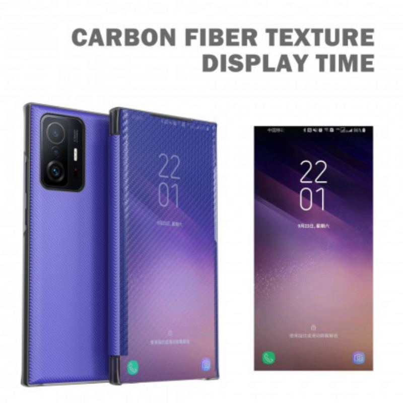 Cover Xiaomi 11T / 11T Pro Flip Cover Gennemskinnelig Kulfiber
