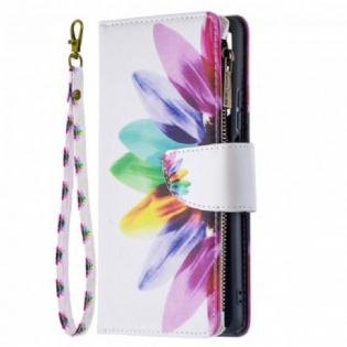 Flip Cover Xiaomi 11T / 11T Pro Blomsterlomme Med Lynlås