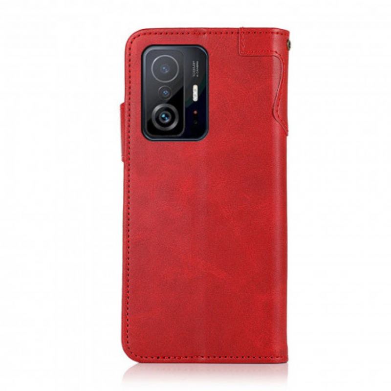 Flip Cover Xiaomi 11T / 11T Pro Knap I Imiteret Læder Khazneh