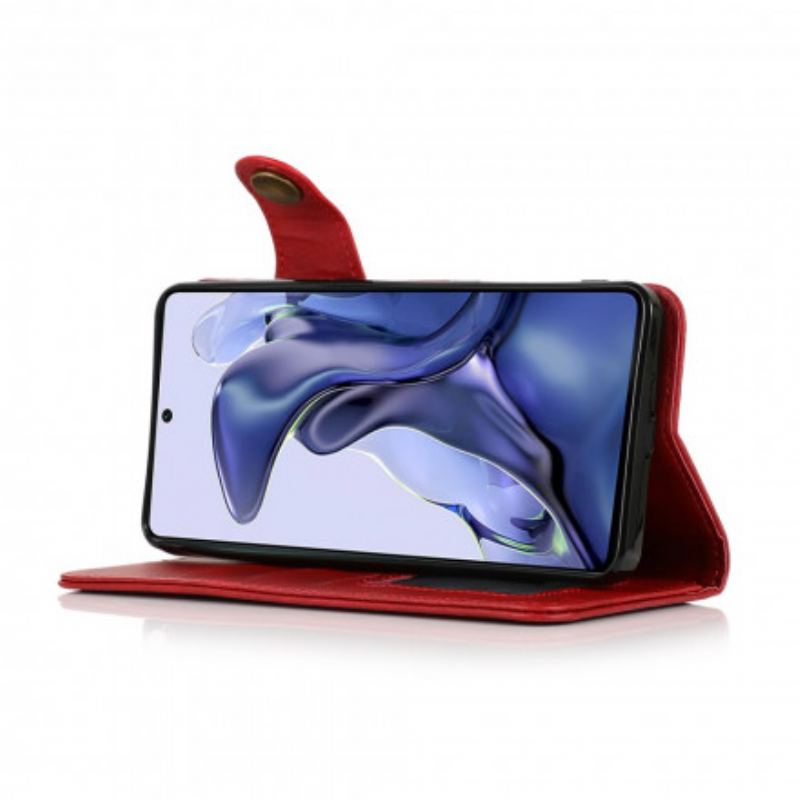 Flip Cover Xiaomi 11T / 11T Pro Knap I Imiteret Læder Khazneh