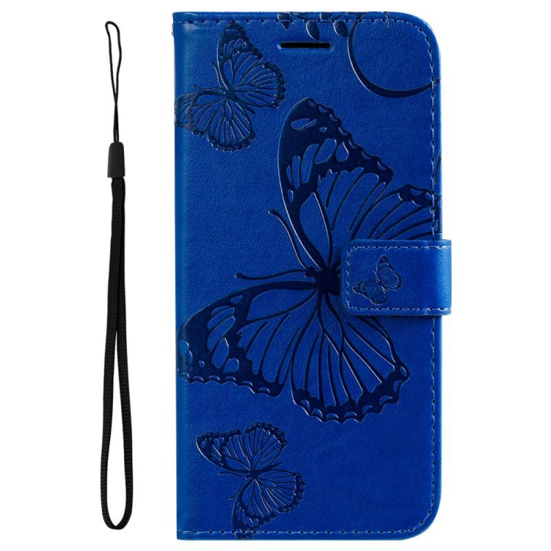 Flip Cover Xiaomi 11T / 11T Pro Med Snor Kæmpe Sommerfugle Med Rem