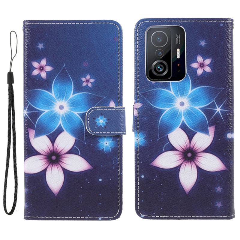 Flip Cover Xiaomi 11T / 11T Pro Med Snor Lunar Strap Blomster