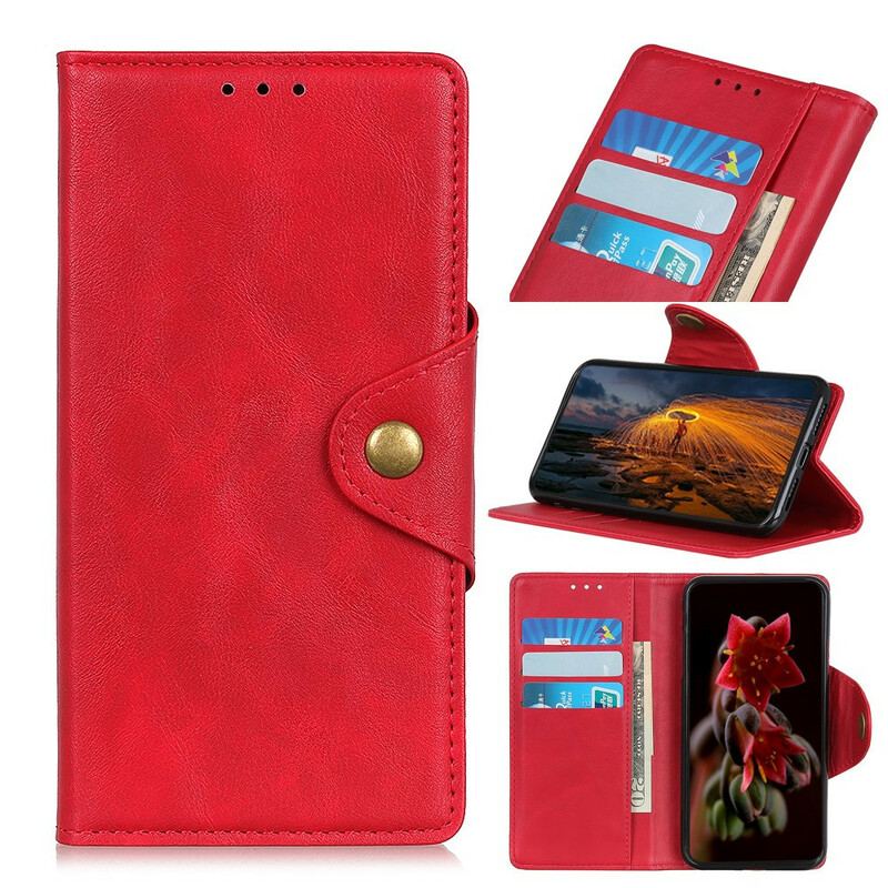 Flip Cover Samsung Galaxy Note 10 Lite Imiteret Læder Knap