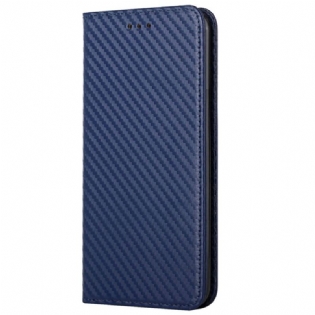 Cover iPhone 14 Pro Med Snor Flip Cover Strappy Carbon Fiber Style