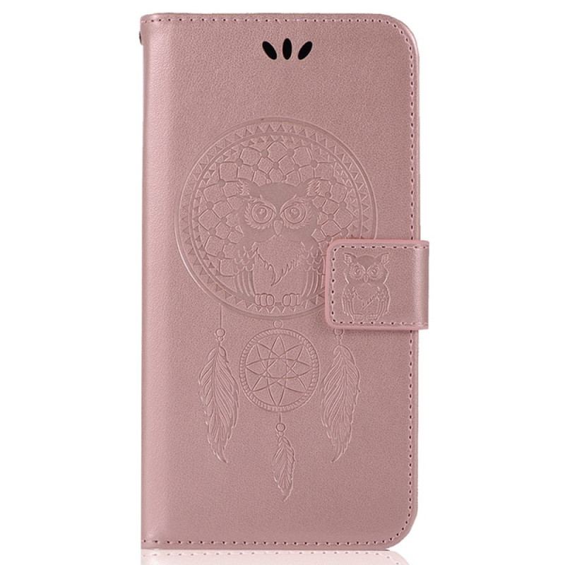 Flip Cover iPhone 14 Pro Med Snor Ugledrømmefanger Med Rem