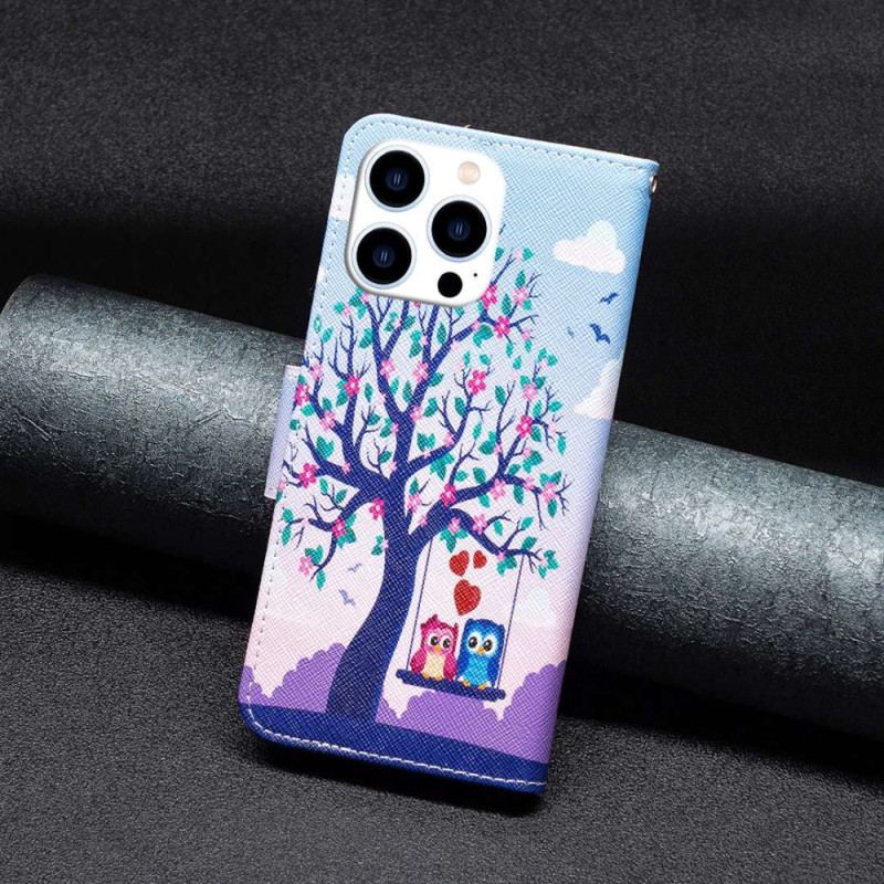 Flip Cover iPhone 14 Pro Ugler På Gyngen