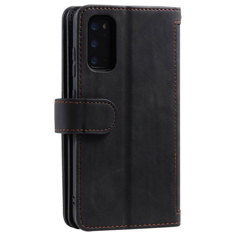 Flip Cover Samsung Galaxy S20 Plus / S20 Plus 5G Forstærkede Konturer Lynlåslomme
