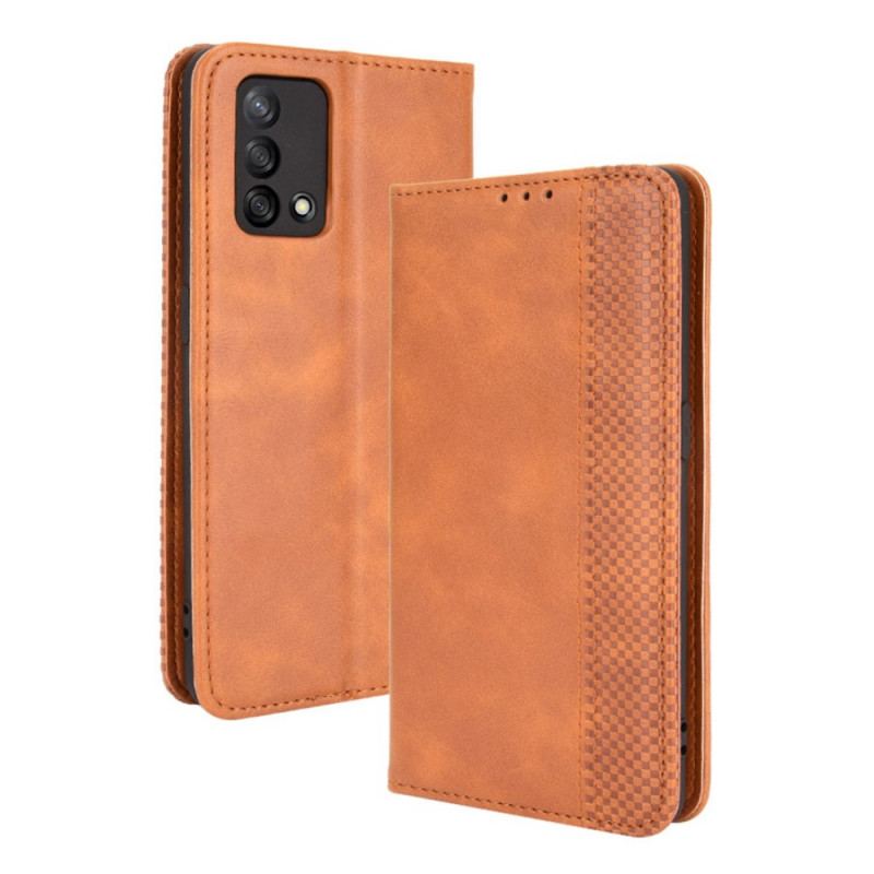 Cover Oppo A74 4G Flip Cover Stiliseret Vintage Lædereffekt