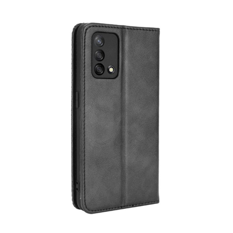 Cover Oppo A74 4G Flip Cover Stiliseret Vintage Lædereffekt