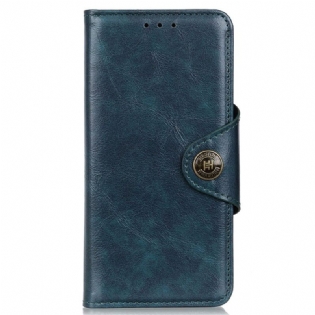 Flip Cover Poco M4 5G Imiteret Patentlæder Med Magnetisk Knap