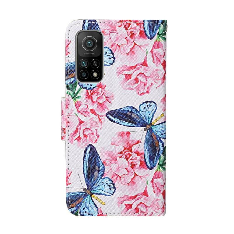 Flip Cover Xiaomi Mi 10T / 10T Pro Butterflies Floral Lanyard