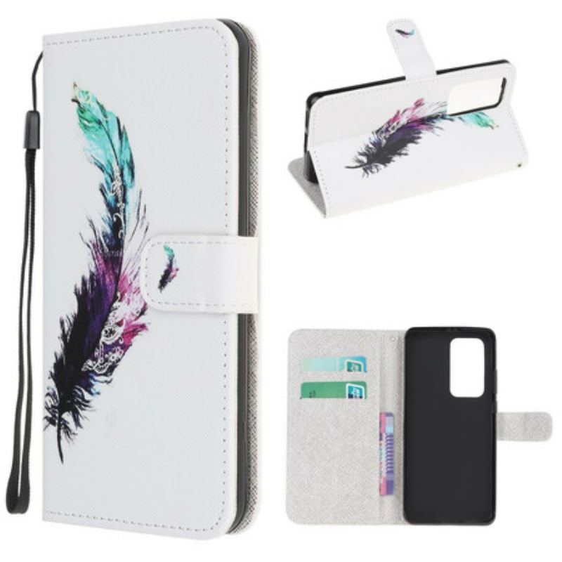 Flip Cover Xiaomi Mi 10T / 10T Pro Med Snor Fjer Med Snor